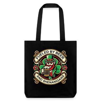 St. Patrick's Day: Angetrieben Von Bier - Stanley/Stella recycelter Heavyweight Stoffbeutel - Schwarz - Vorne