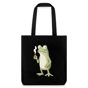 rosch mit Zigarette und großen Augen - Weed Frosch - Stanley/Stella recycelter Heavyweight Stoffbeutel - Schwarz - Vorne