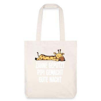 Teeth Brushed Funny Giraffe Sleep Saying Motif - Stanley/Stella Heavyweight Recycled Tote Bag - natural white - Front