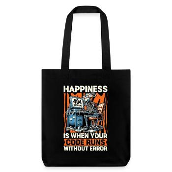Coder Happiness Is When Your Code Runs Developer - Stanley/Stella recycelter Heavyweight Stoffbeutel - Schwarz - Vorne