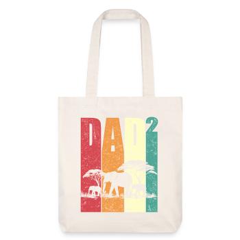 Papa Up Deux Éléphants Safari Cadeau Rétro - Tote bag épais recyclé Stanley/Stella - blanc cassé - Devant