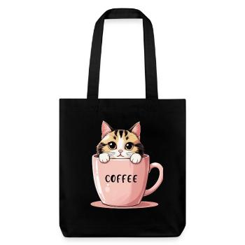 Süße Kaffeekatze – Perfekte Morgenmotivation - Stanley/Stella recycelter Heavyweight Stoffbeutel - Schwarz - Vorne
