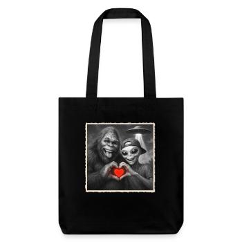 Bigfoot, Extraterrestre, Coeur, Main, Amour, OVNI - Tote bag épais recyclé Stanley/Stella - noir - Devant