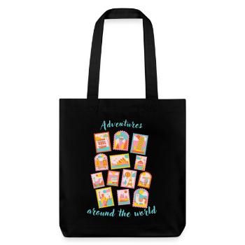 Aventures autour du monde - Timbres - Tote bag épais recyclé Stanley/Stella - noir - Devant