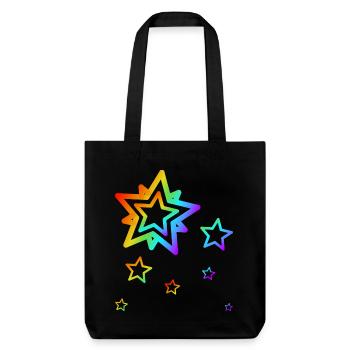 Colorful Stars Shooting Star Rainbow Gradient - Stanley/Stella Heavyweight Recycled Tote Bag - black - Front