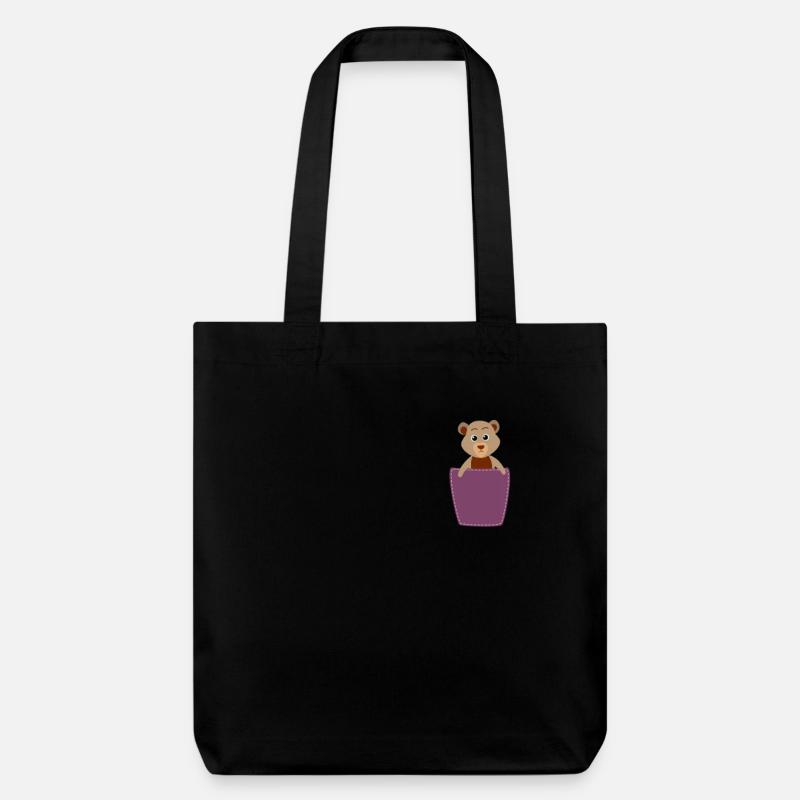 Bärchen in Brusttasche - Stanley/Stella recycelter Heavyweight Stoffbeutel - Schwarz