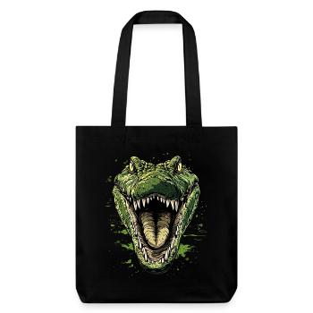 Krokodil Alligator Reptilien Kroko Liebe Krokodile - Stanley/Stella recycelter Heavyweight Stoffbeutel - Schwarz - Vorne