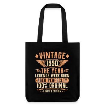 35th Birthday Vintage - Year 1990 - Stanley/Stella Heavyweight Recycled Tote Bag - black - Front