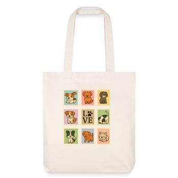 Adorable Puppy Dog Collection with Love Motif - Stanley/Stella Heavyweight Recycled Tote Bag - natural white - Front