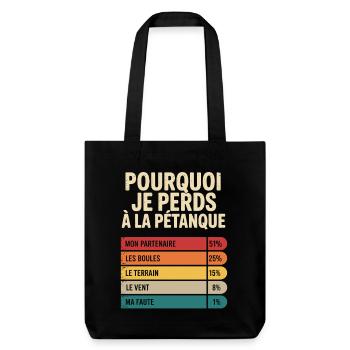 Pourquoi Je Perds à la Pétanque Humour Pétanque - Tote bag épais recyclé Stanley/Stella - noir - Devant