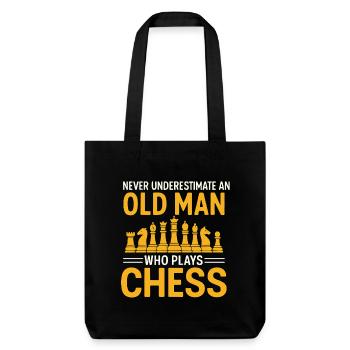 Funny Chess Odds Old Man Chess - Stanley/Stella Heavyweight Recycled Tote Bag - black - Front