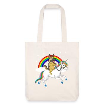 Berger allemand chevauchant une licorne - Tote bag épais recyclé Stanley/Stella - blanc cassé - Devant
