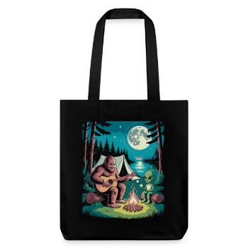 Bigfoot au feu de camp avec extraterrestre - Tote bag épais recyclé Stanley/Stella - noir - Devant