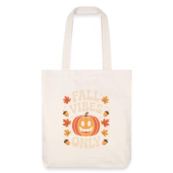 Fall Vibes Only Herbst Kürbis Halloween Stimmung - Stanley/Stella recycelter Heavyweight Stoffbeutel - Naturweiß - Vorne