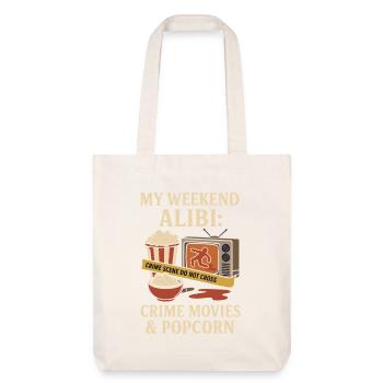 My Weekend Alibi – Crime Movies & Popcorn Shirt - Stanley/Stella recycelter Heavyweight Stoffbeutel - Naturweiß - Vorne