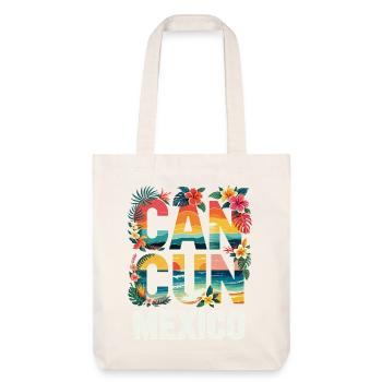 Cancun, Mexique, Typographie tropicale - Tote bag épais recyclé Stanley/Stella - blanc cassé - Devant
