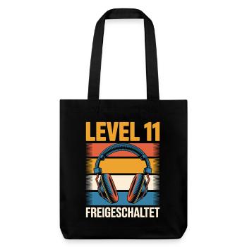 Level 11 Geburtstag Freigeschaltet Kopfhörer - Stanley/Stella recycelter Heavyweight Stoffbeutel - Schwarz - Vorne