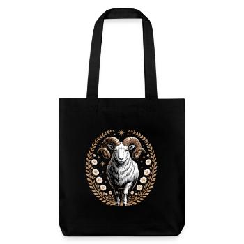Signe du zodiaque Bélier avec des fleurs et des étoiles - Tote bag épais recyclé Stanley/Stella - noir - Devant