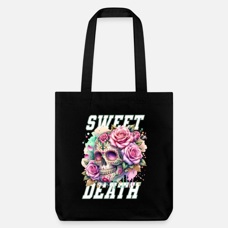 Fleurs Crâne Beauté Floraison - Tote bag épais recyclé Stanley/Stella - noir