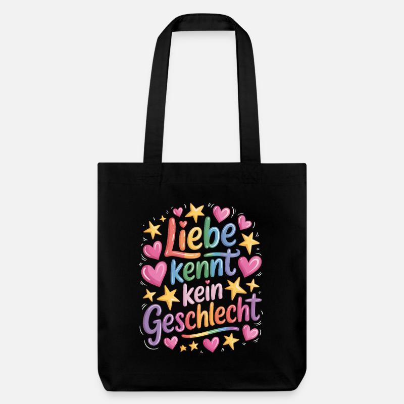 Liebe kennt kein Geschlecht Regenbogen LGBTQ Pride - Stanley/Stella recycelter Heavyweight Stoffbeutel - Schwarz