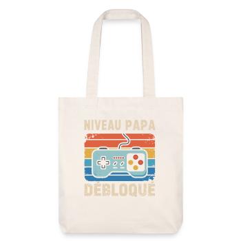 Niveau Papa Débloqué – Cadeau Futur Papa Gamer - Tote bag épais recyclé Stanley/Stella - blanc cassé - Devant