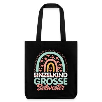 Enfant unique : Grande Sœur Naissance Arc-en-ciel - Tote bag épais recyclé Stanley/Stella - noir - Devant