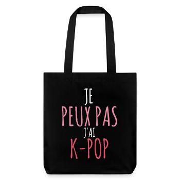 Ich kann nicht, ich habe K-Pop - koreanische Korea-Musik - Stanley/Stella recycelter Heavyweight Stoffbeutel - Schwarz - Vorne