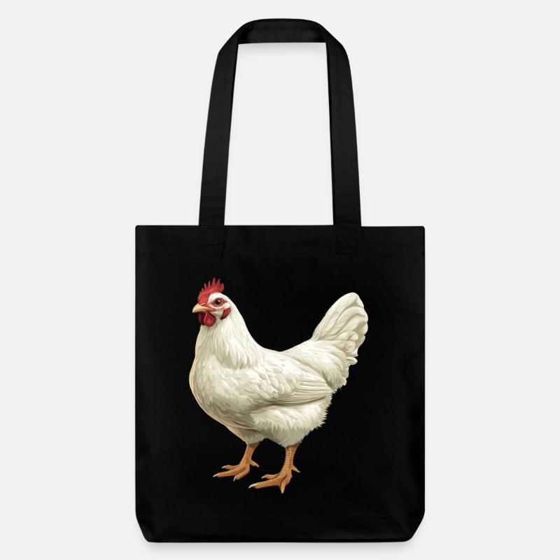 Weißes Huhn Motiv Illustration - Stanley/Stella recycelter Heavyweight Stoffbeutel - Schwarz