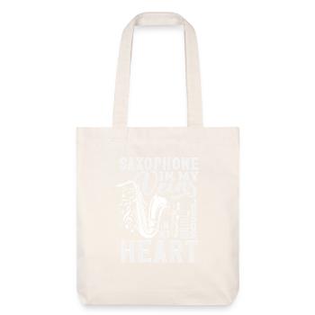 Saxophone dans mes veines Saxophoniste du cœur - Tote bag épais recyclé Stanley/Stella - blanc cassé - Devant