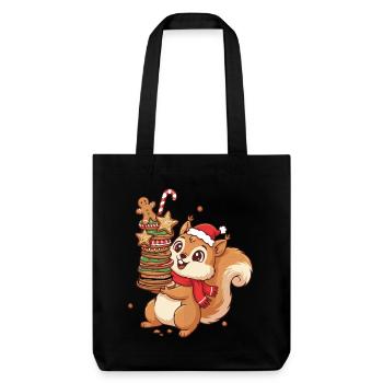 Écureuil de Noël avec des biscuits - Tote bag épais recyclé Stanley/Stella - noir - Devant