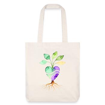Racines de cœur véganes aquarelle – Herz Pflanze Wurzel - Tote bag épais recyclé Stanley/Stella - blanc cassé - Devant
