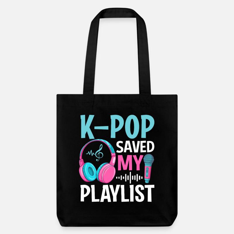 K-Pop Saved My Playlist - Stanley/Stella Heavyweight Recycled Tote Bag - black