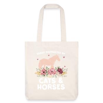 Cats & horses in flower arrangements - Stanley/Stella Heavyweight Recycled Tote Bag - natural white - Front