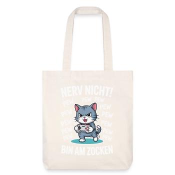 Nerv nicht bin am Zocken Gamer Katze Design - Stanley/Stella recycelter Heavyweight Stoffbeutel - Naturweiß - Vorne