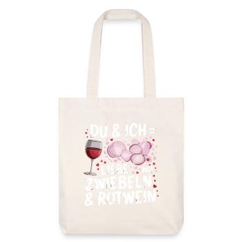 Toi et moi, on aime avec des oignons et du vin rouge pour - Tote bag épais recyclé Stanley/Stella - blanc cassé - Devant