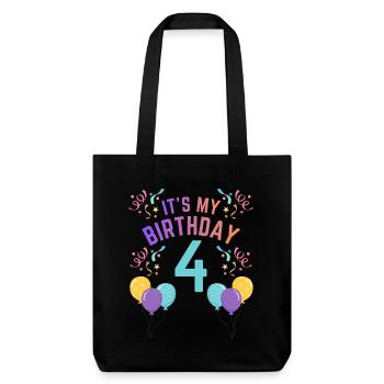 4 ans fille C’est mon anniversaire Enfants Anniversaire - Tote bag épais recyclé Stanley/Stella - noir - Devant