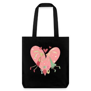 Nettes Hasenpaar Liebe Illustration - Stanley/Stella recycelter Heavyweight Stoffbeutel - Schwarz - Vorne