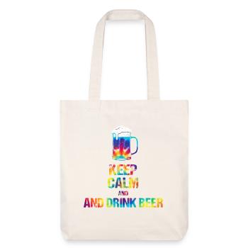Keep  Calm and drink beer Tie-Dye - Stanley/Stella recycelter Heavyweight Stoffbeutel - Naturweiß - Vorne