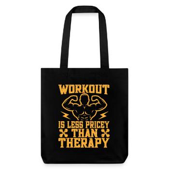 Fitness Motivation Bodybuilder Cheaper Than Therap - Stanley/Stella recycelter Heavyweight Stoffbeutel - Schwarz - Vorne