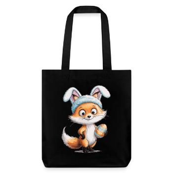 Renard de la chemise de Pâques avec des oreilles de lapin de Pâques - Tote bag épais recyclé Stanley/Stella - noir - Devant
