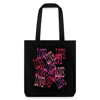 Love Cascading Romantic Lettering - Stanley/Stella Heavyweight Recycled Tote Bag - black - Front