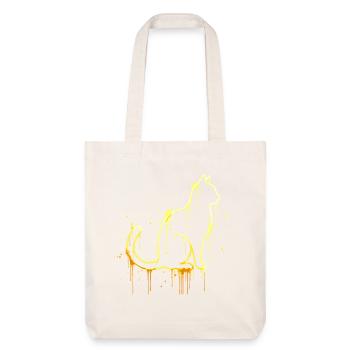 Katze Silhouette Gold Optik – Eleganter Kater - Stanley/Stella recycelter Heavyweight Stoffbeutel - Naturweiß - Vorne