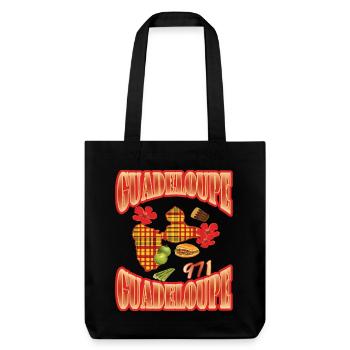 Map of Guadeloupe style madras 971 gwada - Stanley/Stella Heavyweight Recycled Tote Bag - black - Front