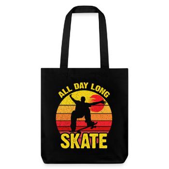 Ganztägiger Skate Retro Sunset - Stanley/Stella recycelter Heavyweight Stoffbeutel - Schwarz - Vorne