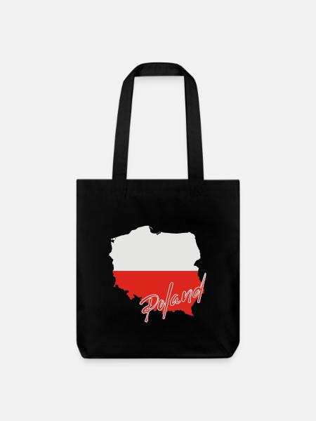 Carte du drapeau de la Pologne, j’adore la Pologne - Tote bag épais recyclé Stanley/Stella - noir