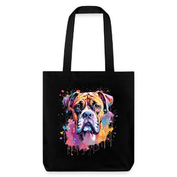 Boxer Bunte Hund Splash Art - Stanley/Stella recycelter Heavyweight Stoffbeutel - Schwarz - Vorne