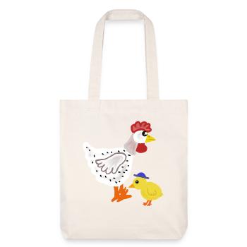 Poulet coloré avec poussins enfants de Pâques - Tote bag épais recyclé Stanley/Stella - blanc cassé - Devant