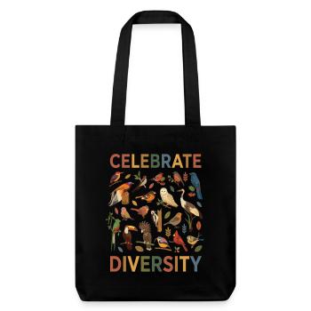  Vogel Vielfalt Natur Diversity Geschenk - Stanley/Stella recycelter Heavyweight Stoffbeutel - Schwarz - Vorne