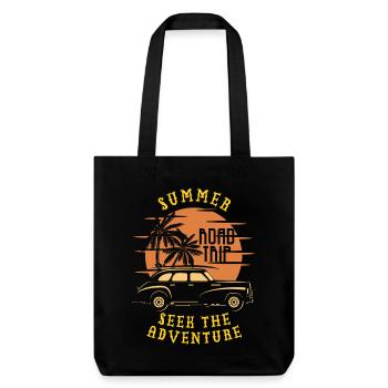 Sommer-Roadtrip-Abenteuer Sonnenuntergang - Stanley/Stella recycelter Heavyweight Stoffbeutel - Schwarz - Vorne