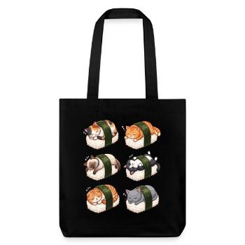 Kawaii Cat Sushi Nigiri Cute Neko Sleeping - Stanley/Stella Heavyweight Recycled Tote Bag - black - Front
